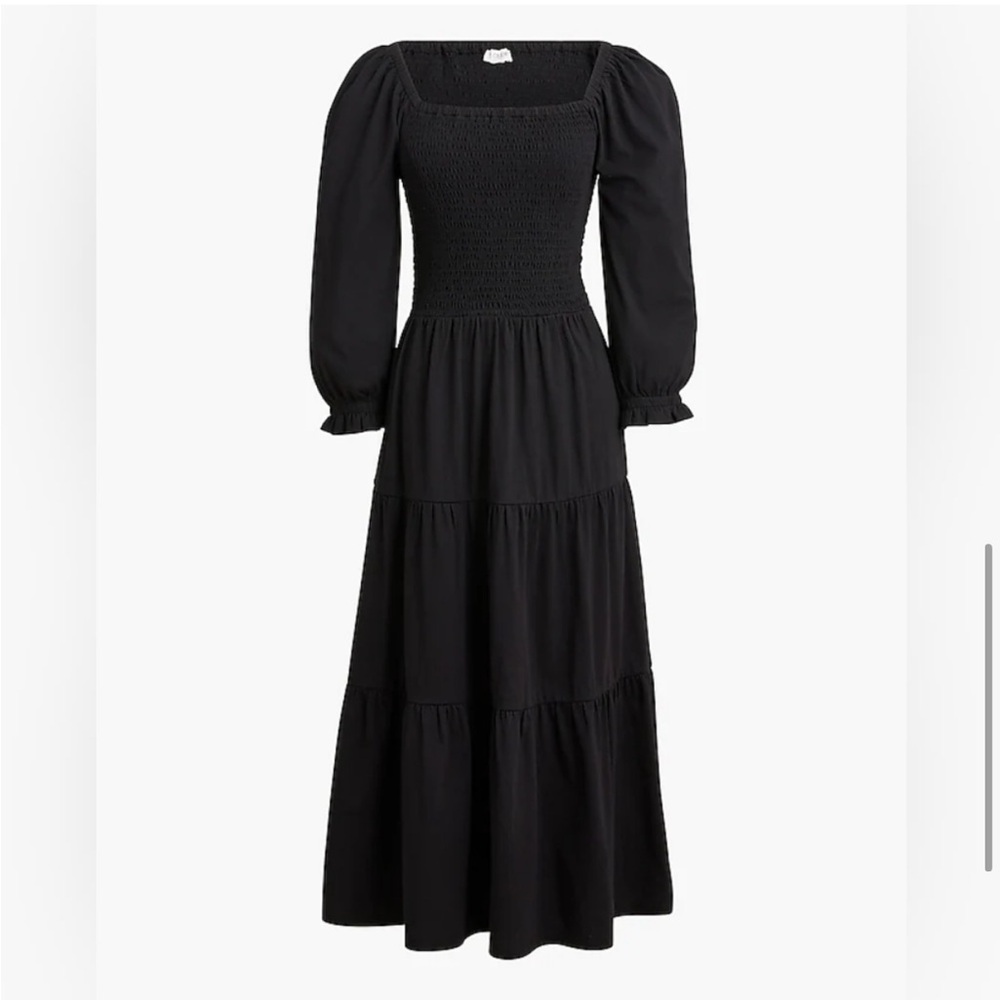 J Crew Smocked Dress, 3/4 sleeves and Midi Length, Size M